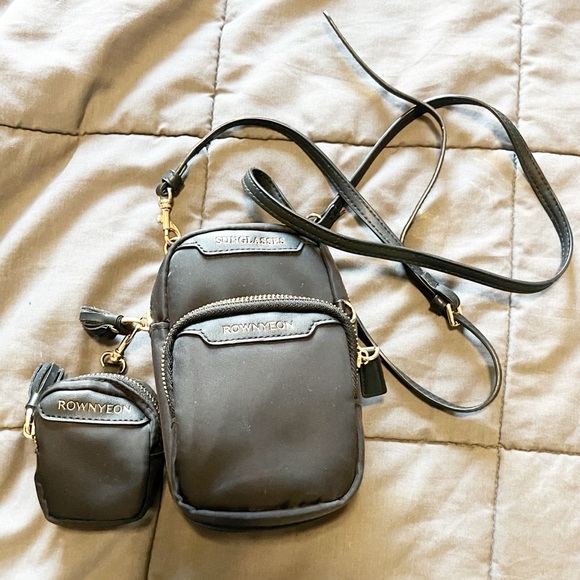 rownyeon Handbags - Rownyeon nylon black compact crossbody bag with attached pouch